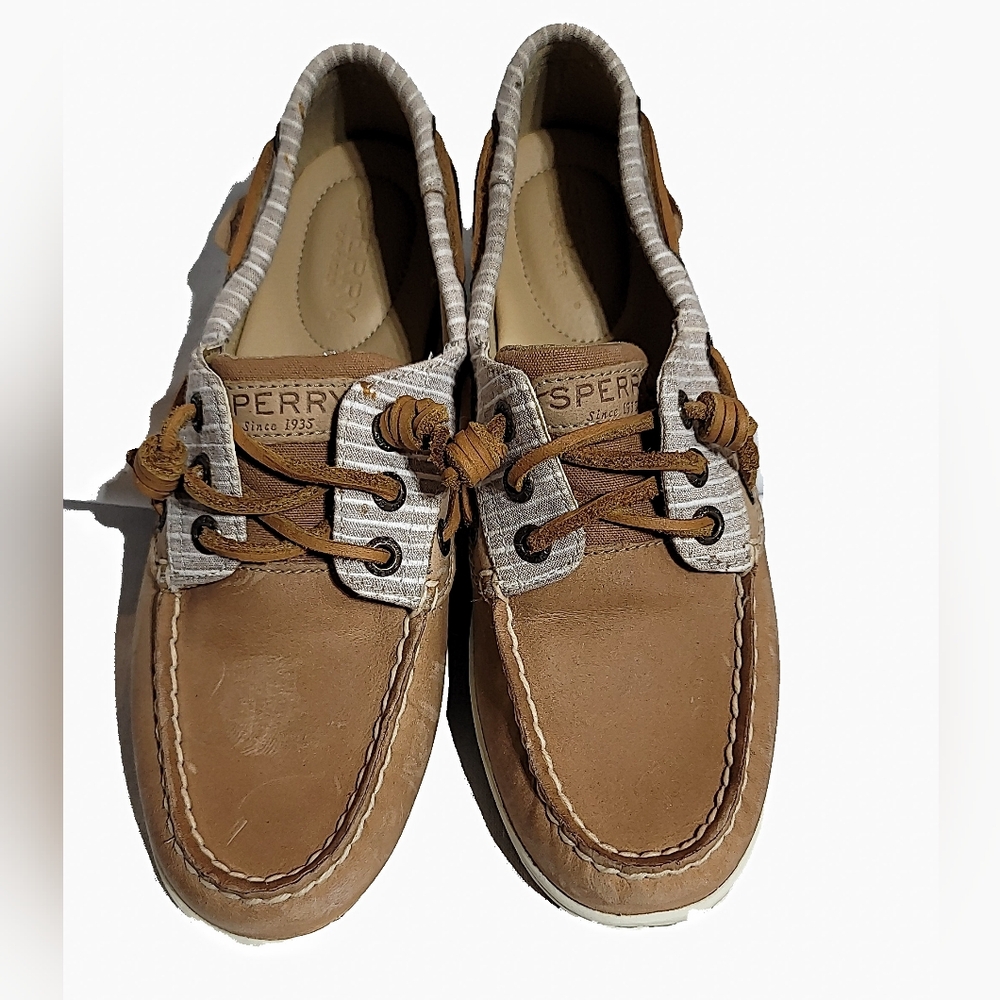 Sperry‎ Top-Sider Shoes Womens 6.5 Bluefish 2 Eye Mariner Stripe Linen STS91392